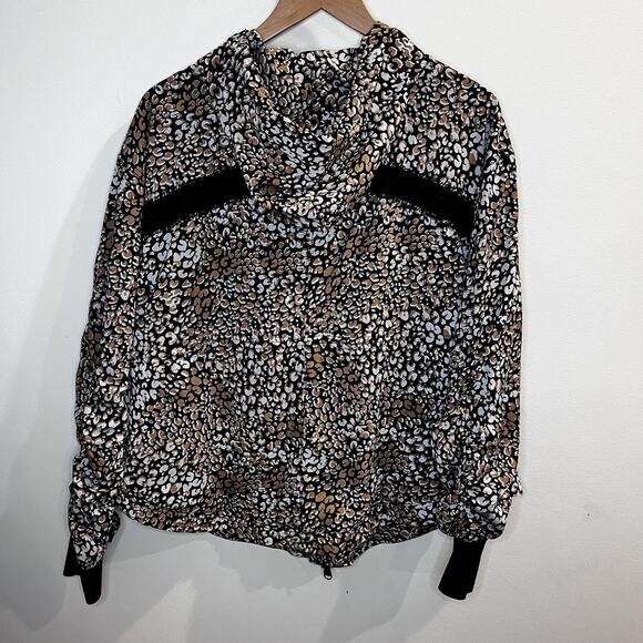 Free People Movement Light Jacket Women Small Leopard Animal Print Hooded Zip Up - Picture 8 of 16